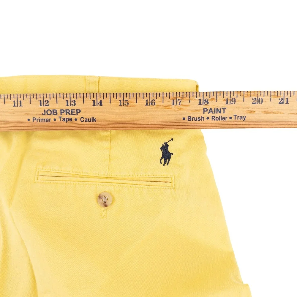 Vintage Polo Ralph Lauren Mens 36 Tyler Shorts Yellow Pleated Cotton Chino 90s